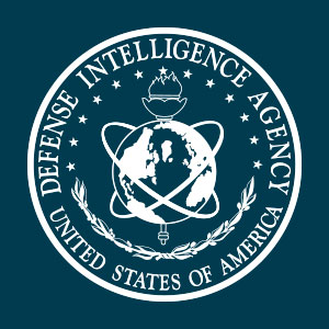 A white seal with the words defense intelligence agency in it.