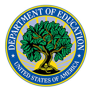 A blue and yellow seal with a tree in the center.